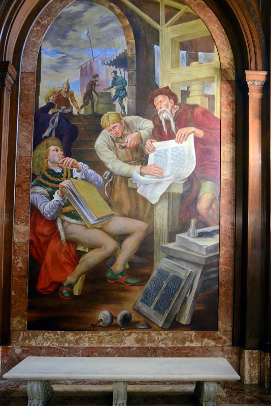 21-3 Gutenberg Showing a Proof (of the Bible) to the Elector of Mainz Mural In McGraw Rotunda New York City Public Library Main Branch